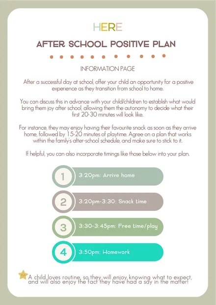 Preview of the After School Positive Plan A4 activity
