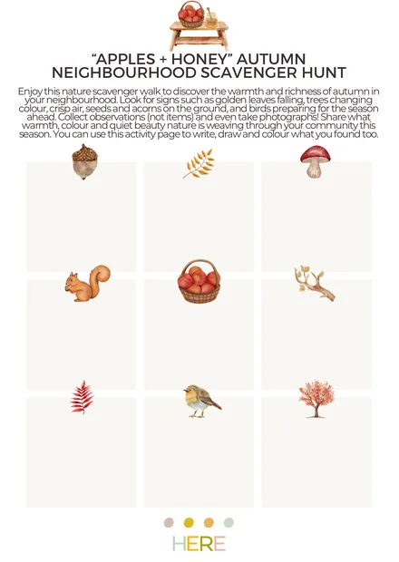 Preview of the Apples and Honey Autumn Scavenger Hunt A4 activity