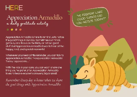Preview of the Appreciation Armadillo Postcard activity