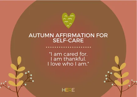 Preview of the Autumn Affirmation For Self-Care Postcard activity