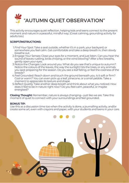 Preview of the Autumn Quiet Observation A4 activity