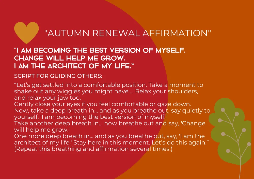 The first page of Autumn Renewal Affirmation