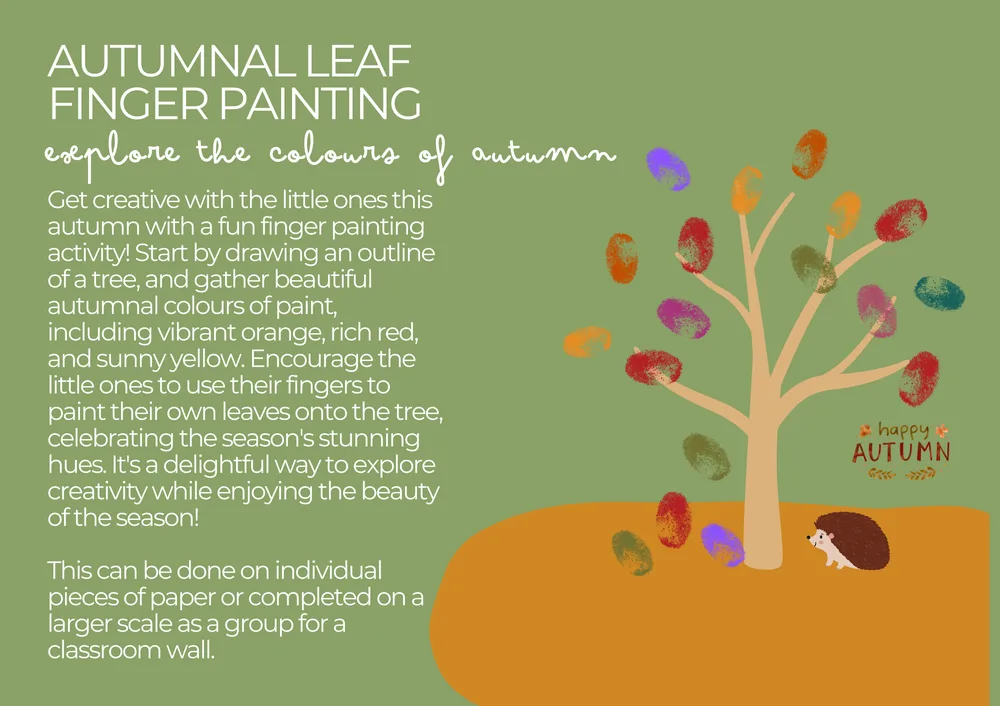 The first page of Autumnal Leaf Finger Painting