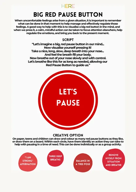 Preview of the Big Red Pause Button A4 activity