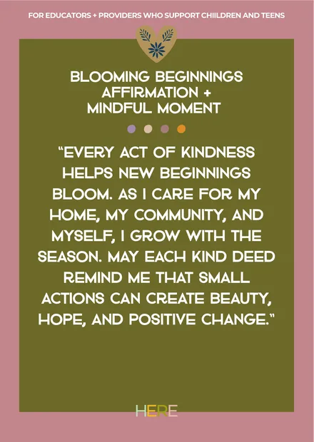 Preview of the Blooming Beginnings Affirmation and Mindful Moments A4 activity