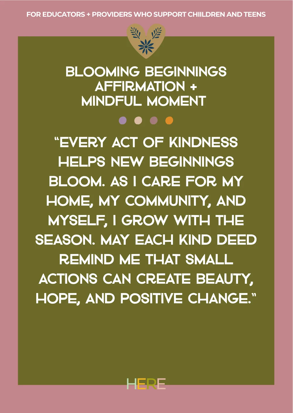The first page of Blooming Beginnings