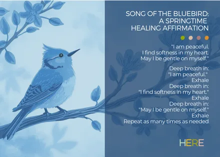 Preview of the Bluebird Spring Mindfulness Affirmation Postcard activity