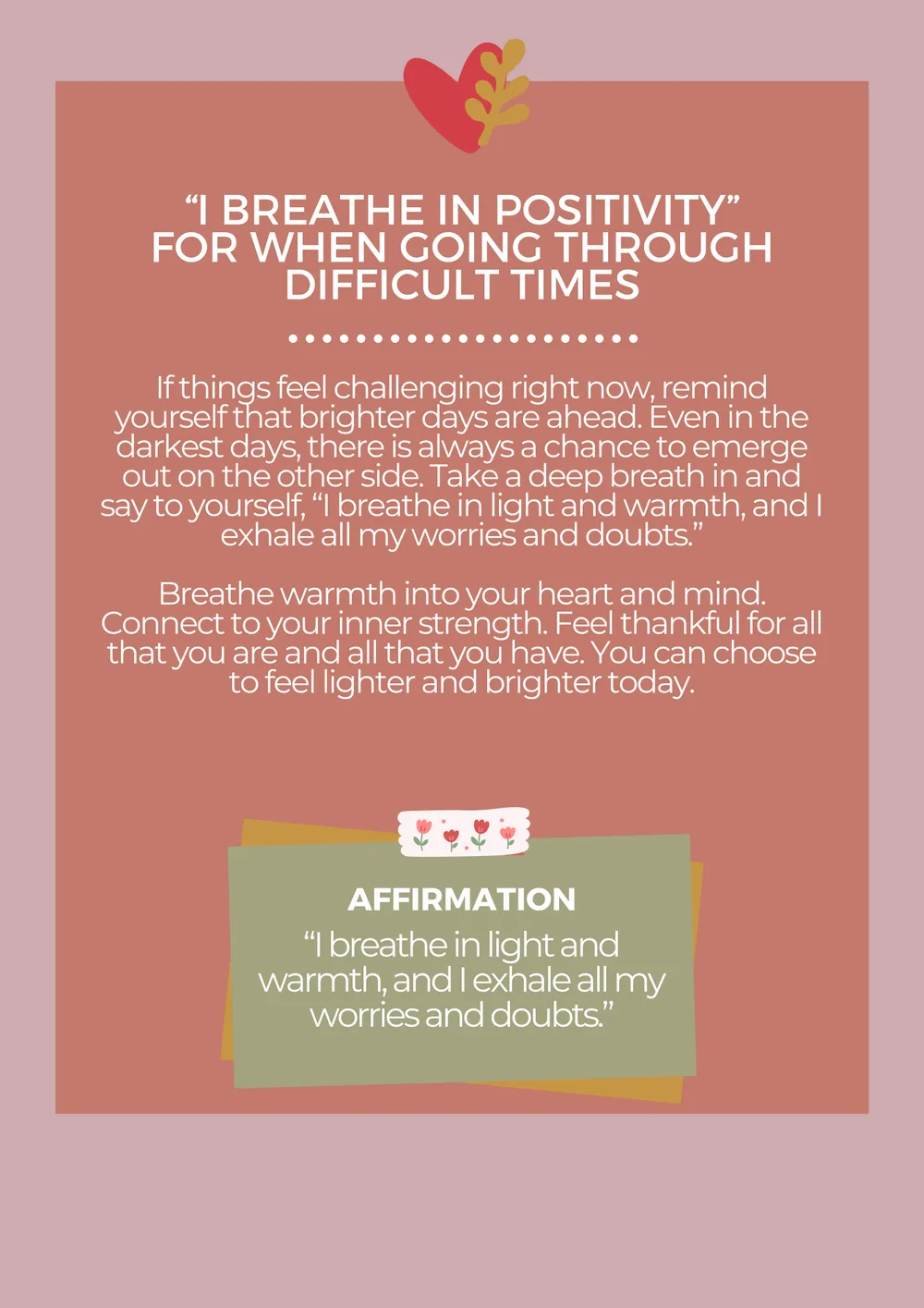The first page of Breathe In Positivity