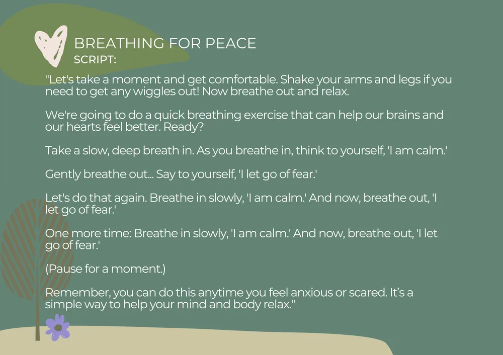 The first page of Breathing For Peace