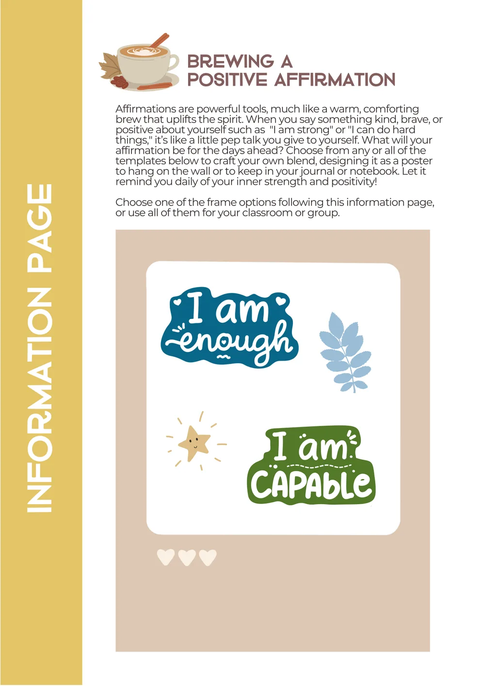 The first page of Brewing A Positive Affirmation