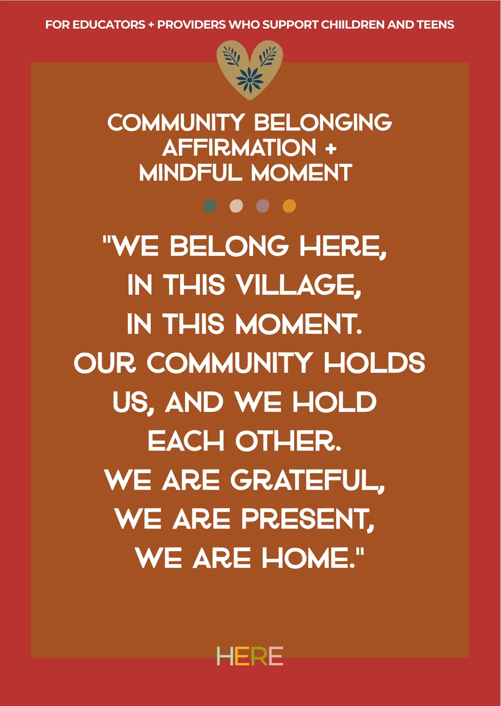 The first page of Community Belonging