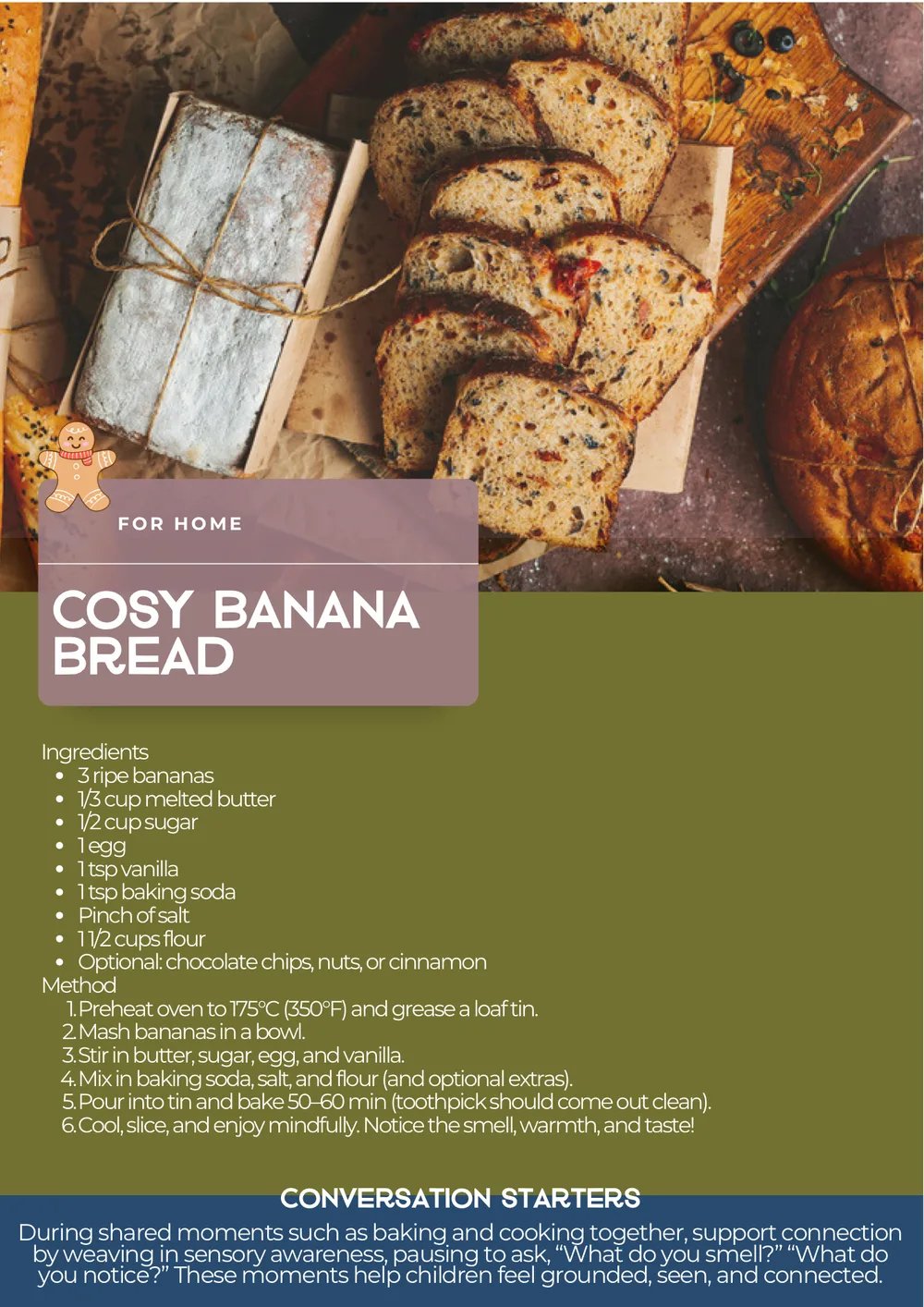 The first page of Cosy Banana Bread