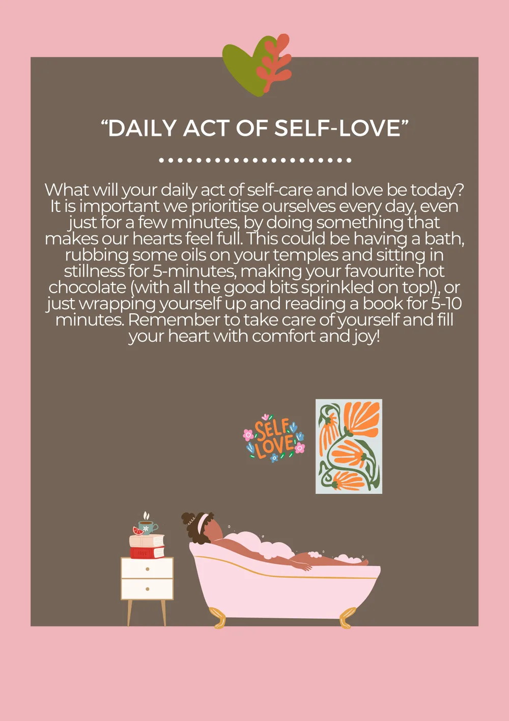 The first page of Daily Act Of Self-Love