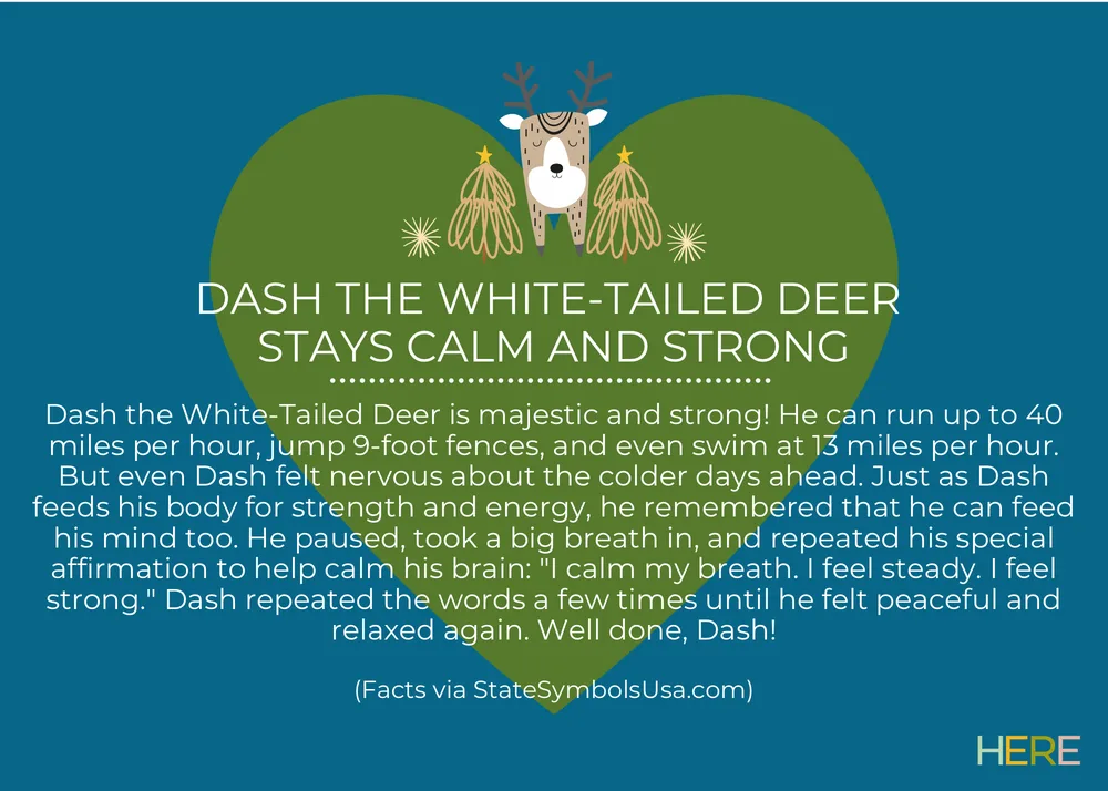 The first page of Dash The Deer Finds Calm