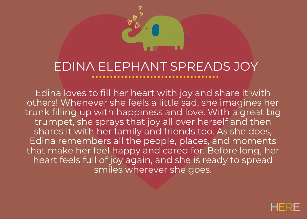 The first page of Edina The Elephant Spreads Joy
