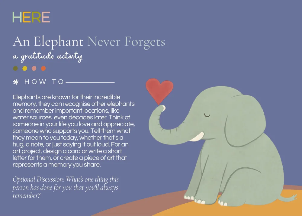 The first page of Elephant Never Forgets