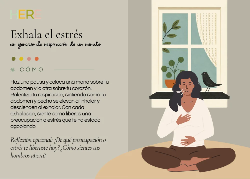 The first page of Exhala El Estrés