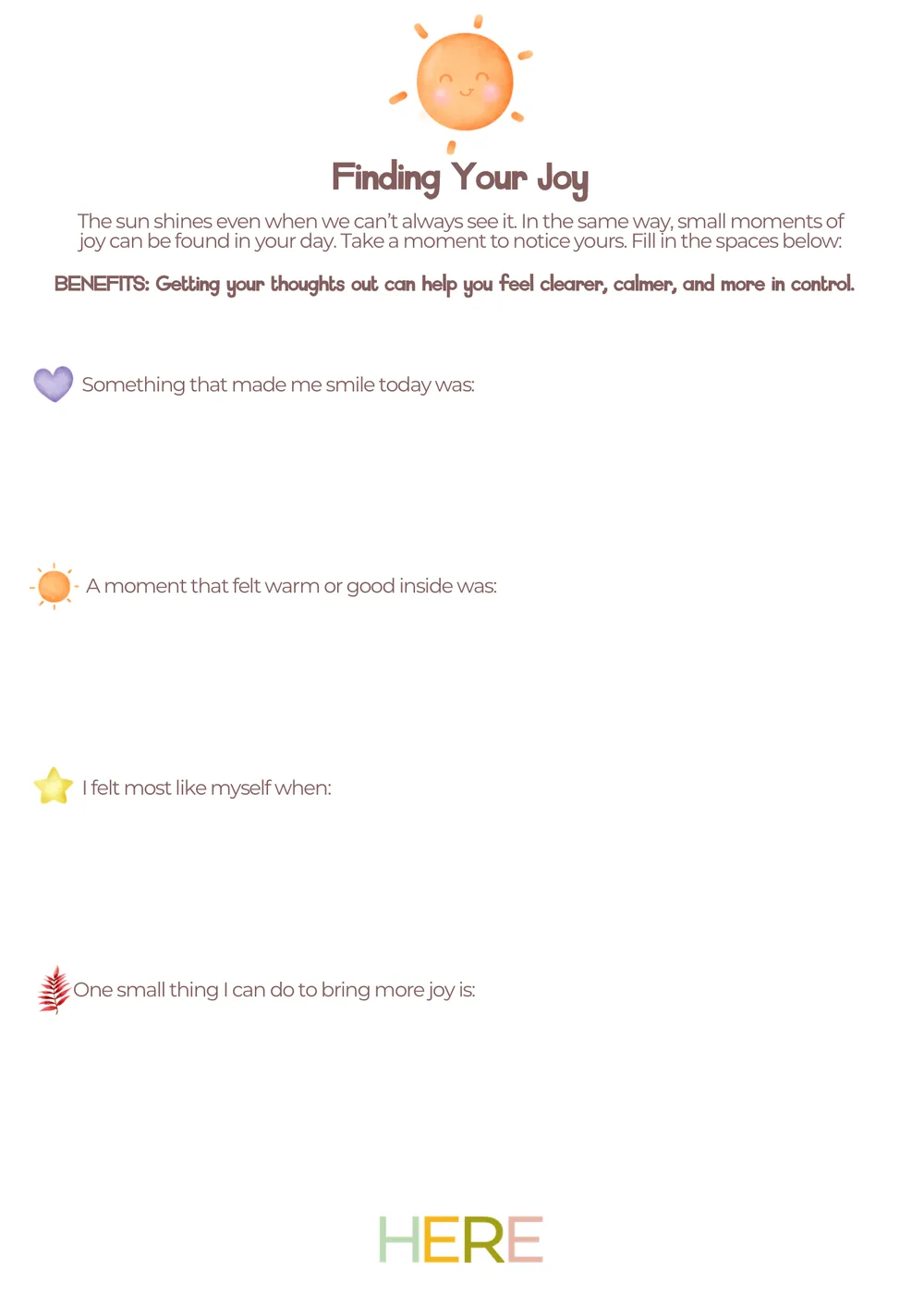 The first page of Finding Your Joy