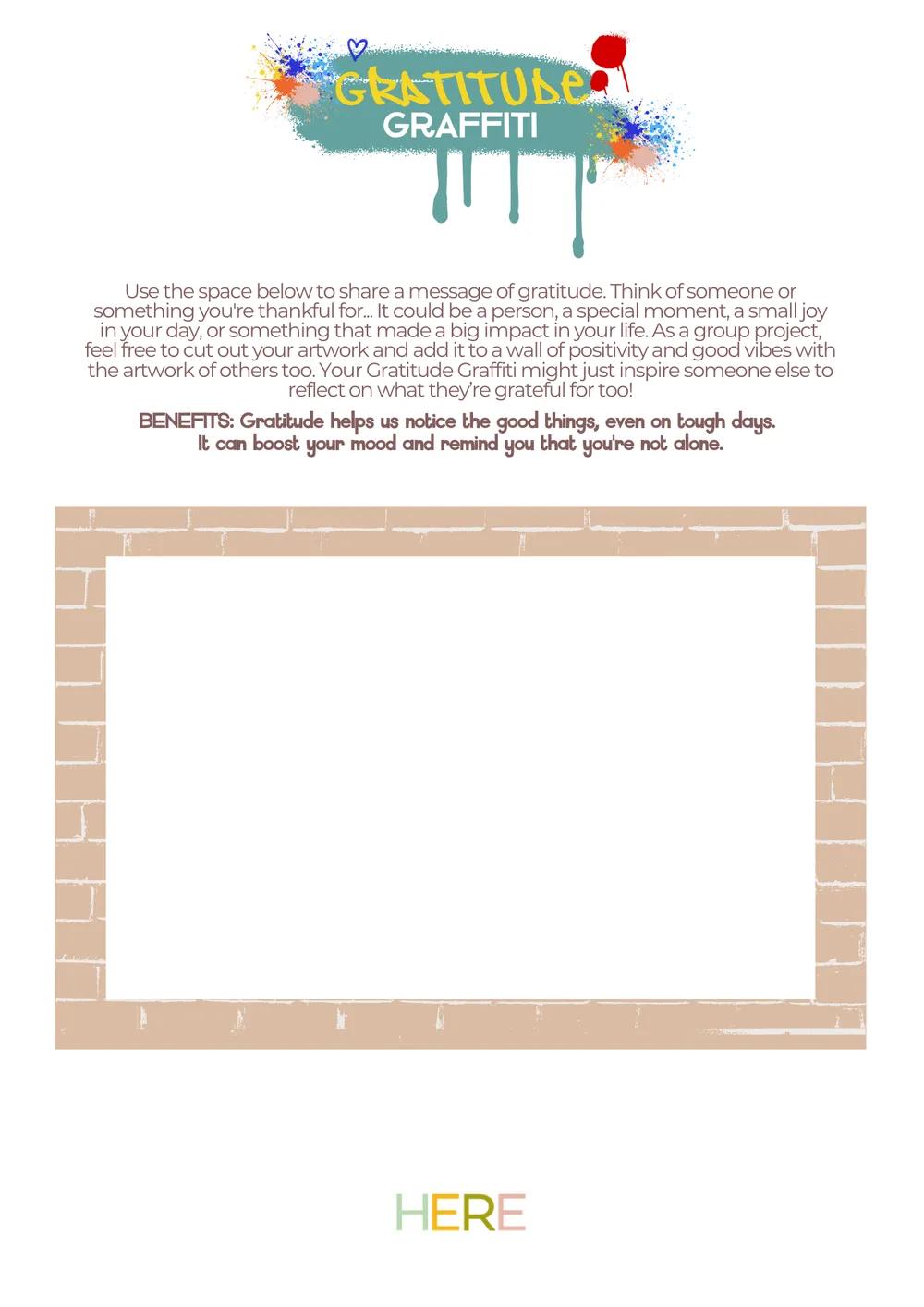 The first page of Gratitude Graffiti