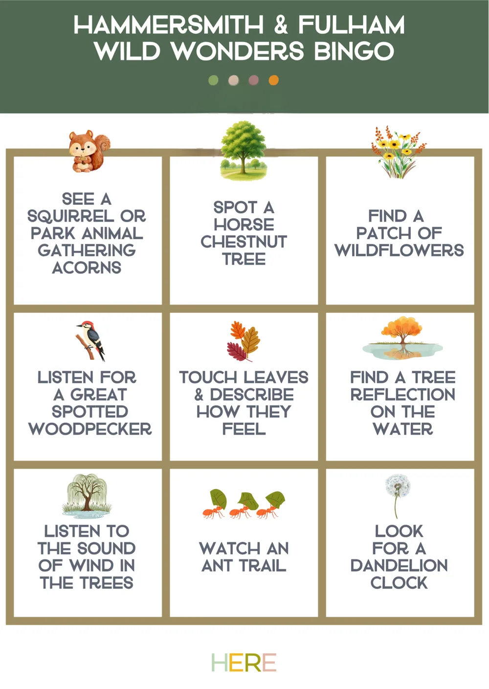 The first page of Hammersmith & Fulham Wild Wonders Bingo