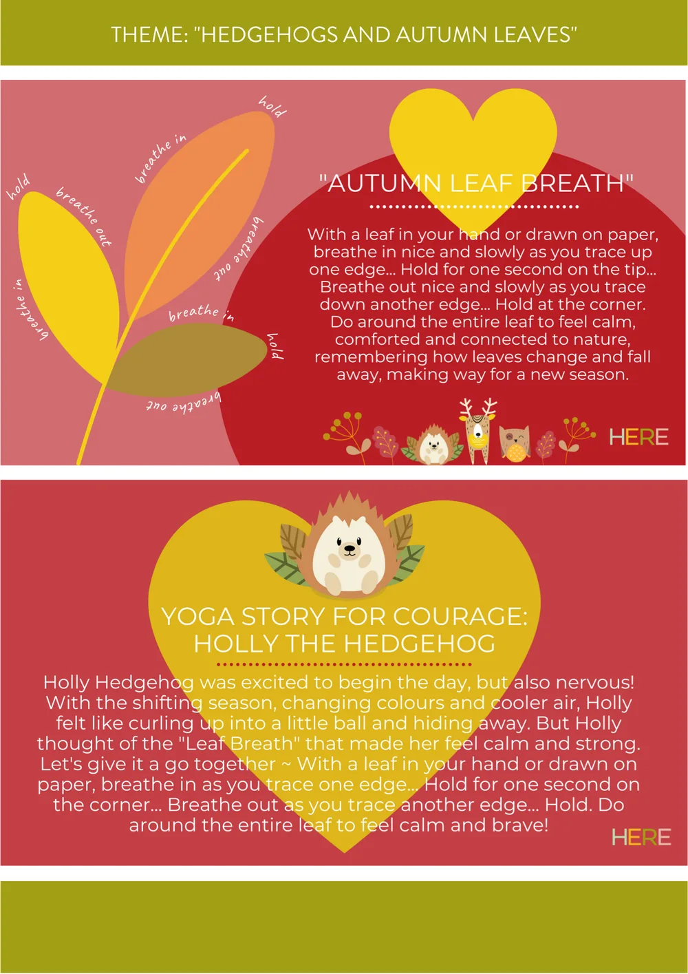 The first page of Hedgehogs and Autumn Leaves