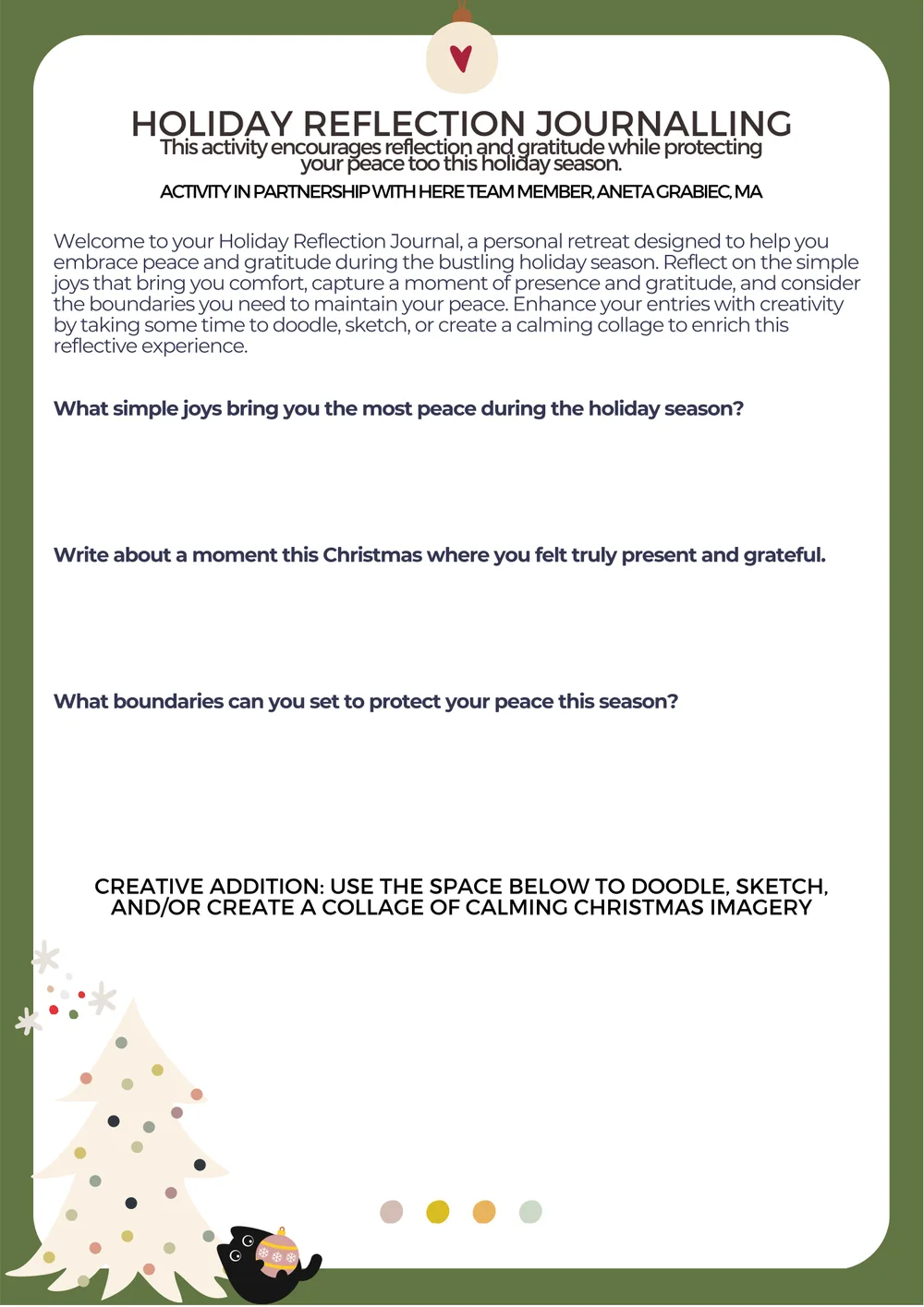 The first page of Holiday Reflection