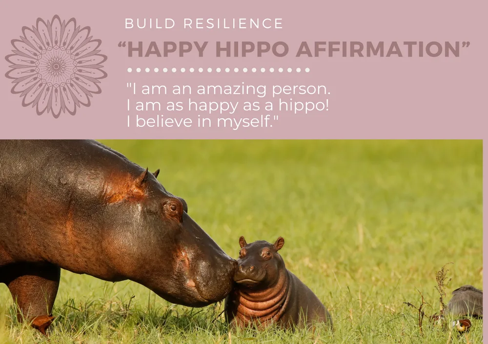 The first page of I'm A Happy Hippo
