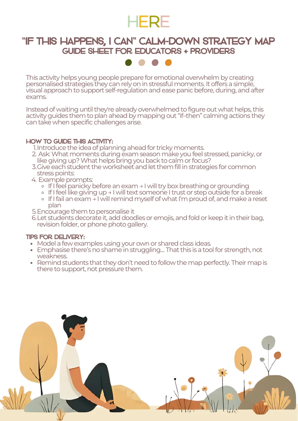The first page of If This Happens I Can Calm-Down Strategy