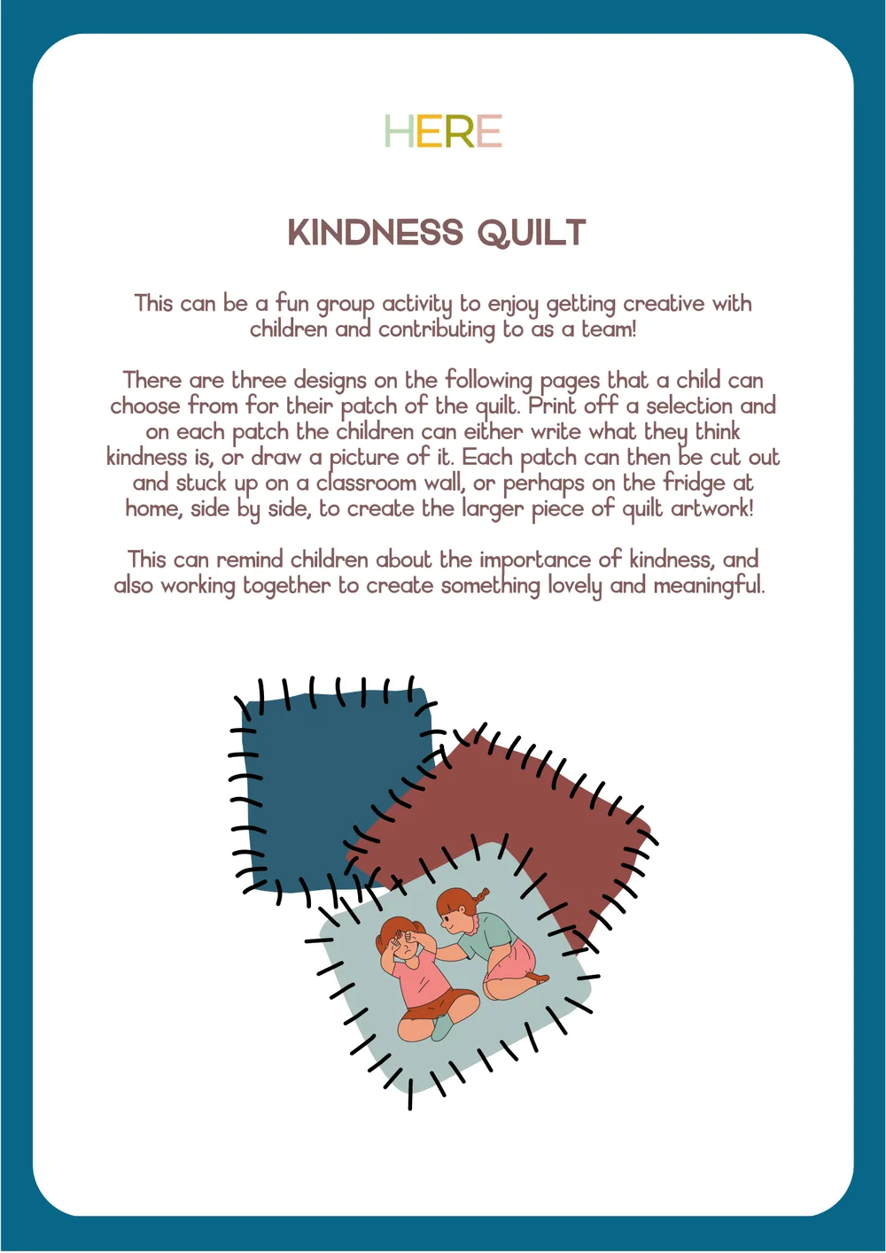 The first page of Kindness Quilt