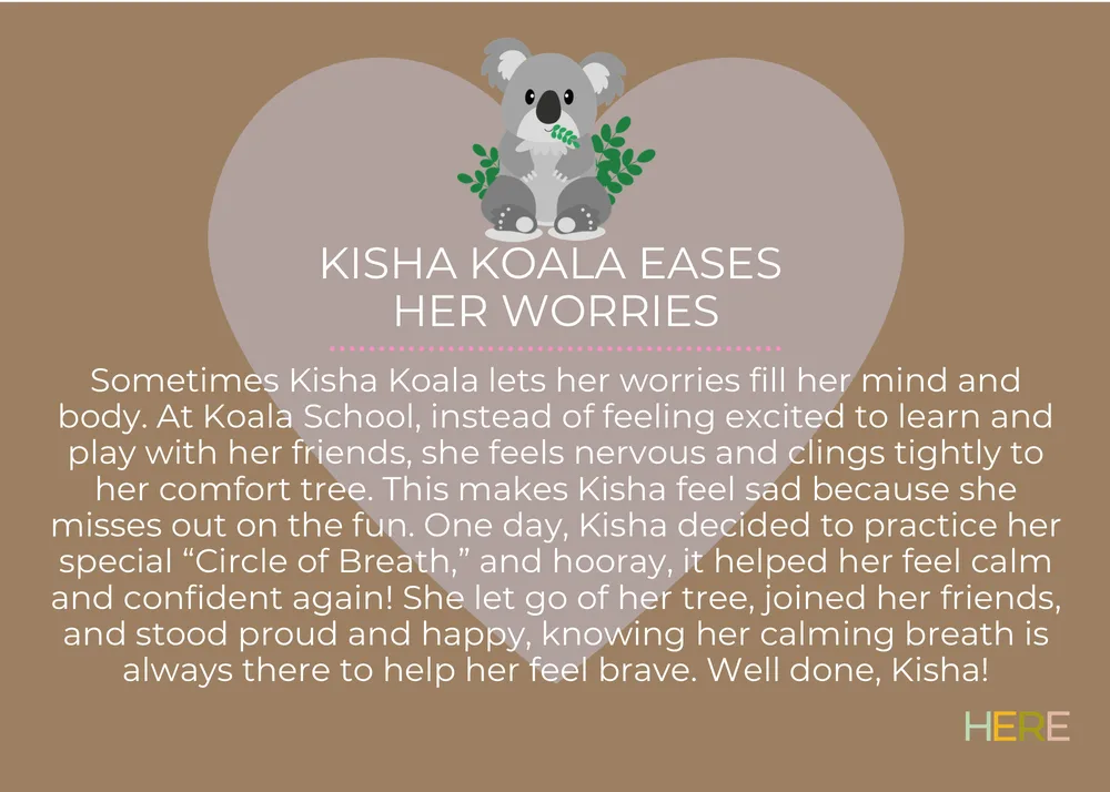 The first page of Kisha The Koala Eases Worries