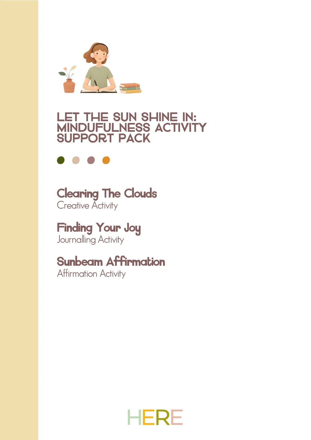 The first page of Let The Sun Shine In Mindfulness Activity Pack