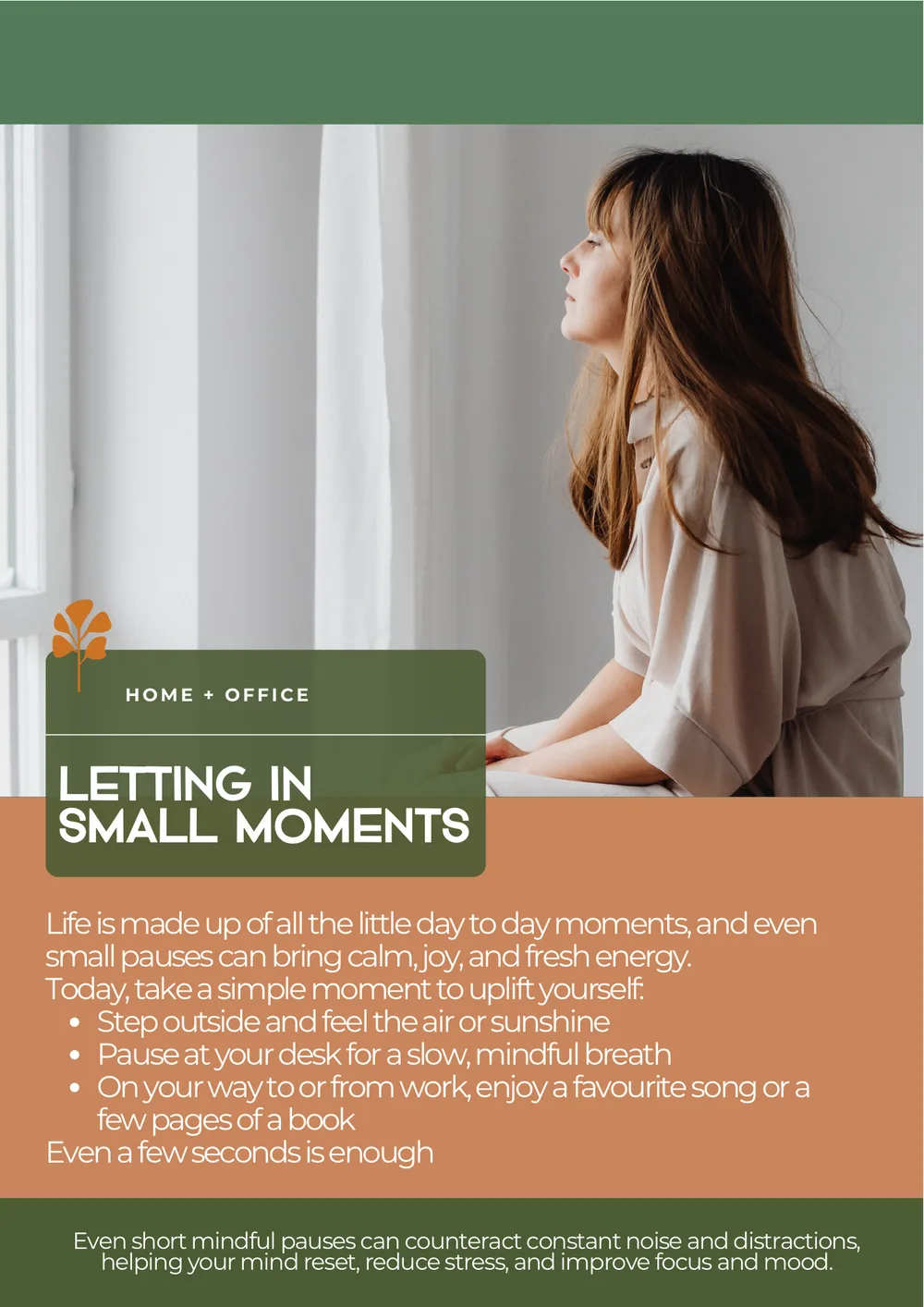 The first page of Letting In Small Moments