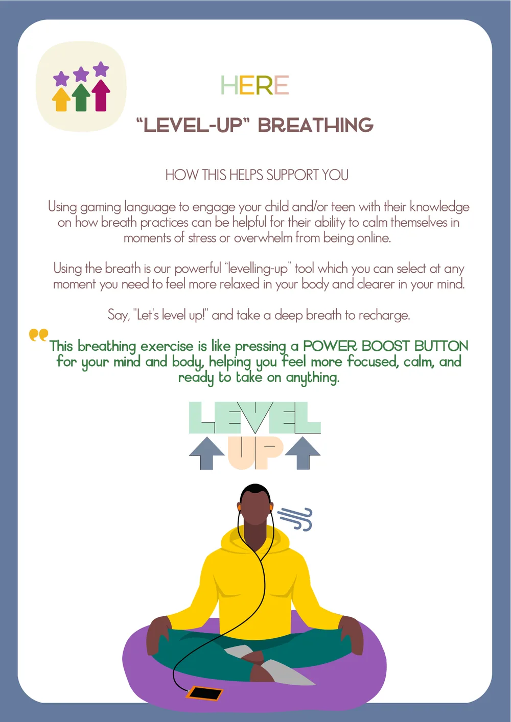The first page of Level Up Breathing