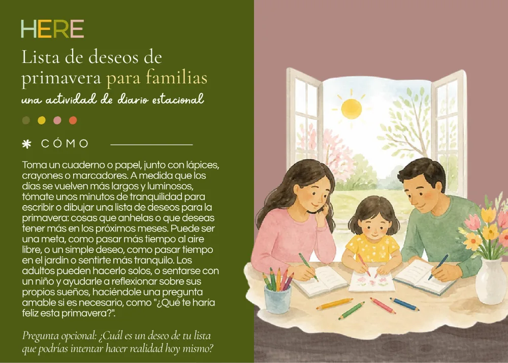 The first page of Lista De Deseos De Primavera Para Familias