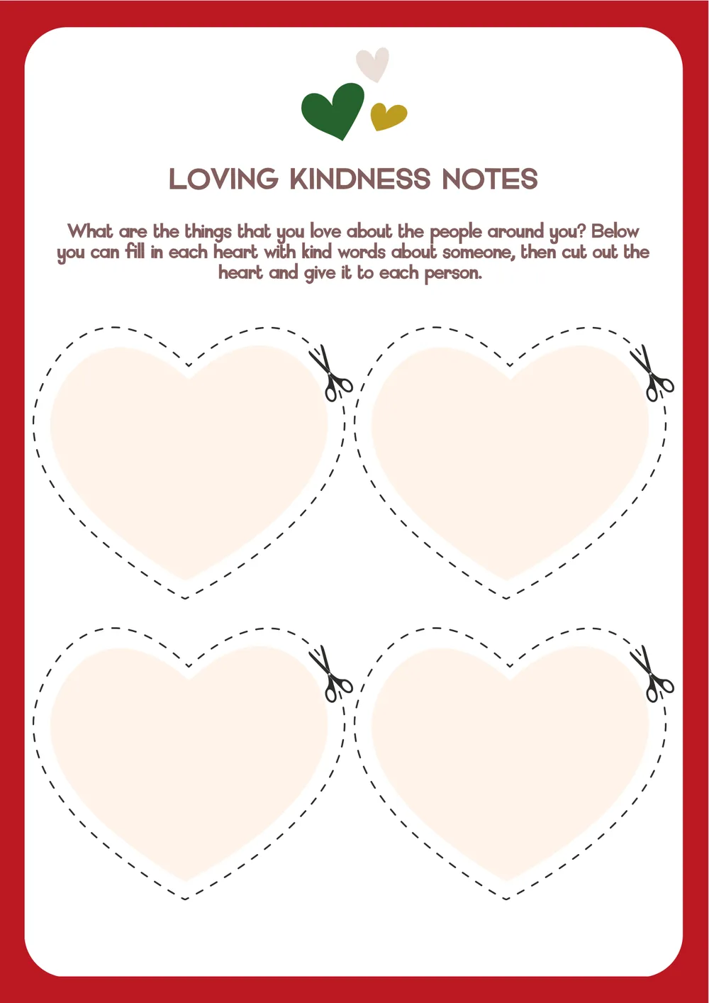 The first page of Loving Kindness Notes