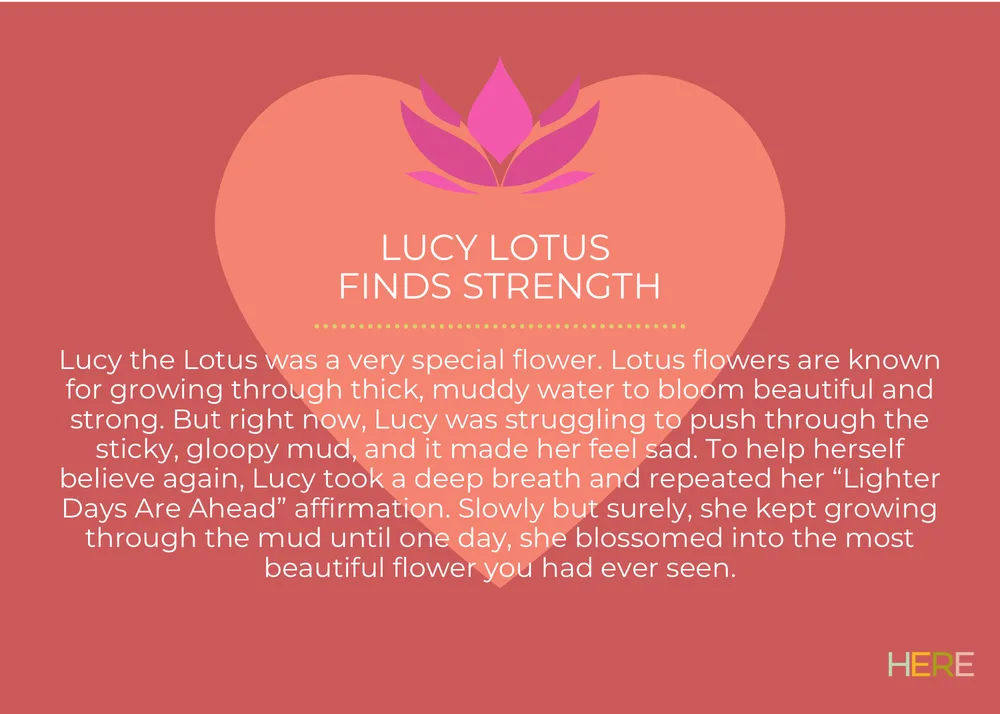 The first page of Lucy The Lotus Finds Strength