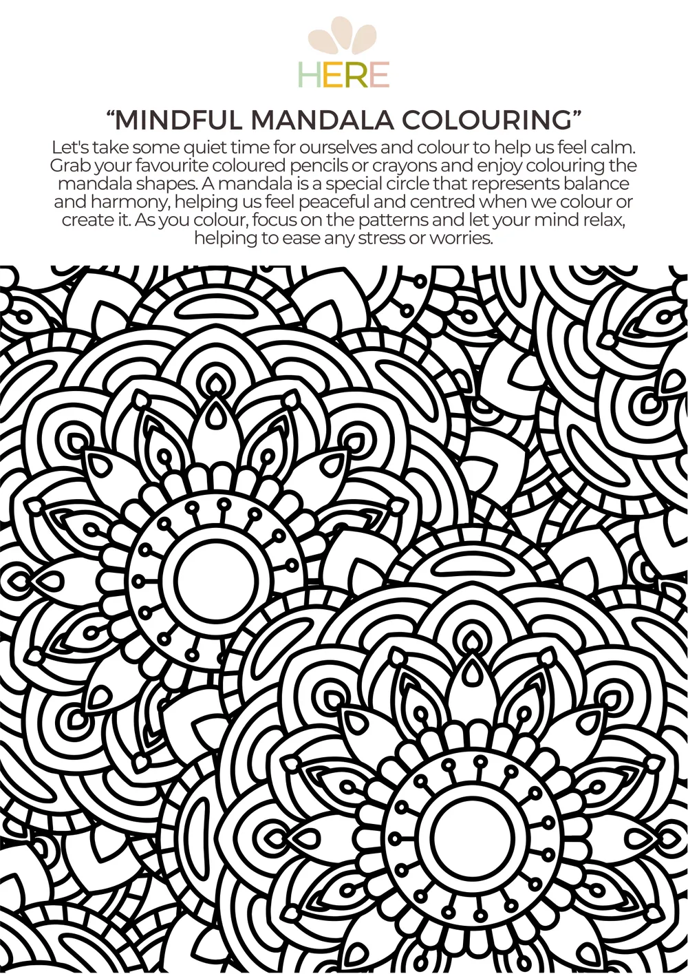 The first page of Mandala Colouring