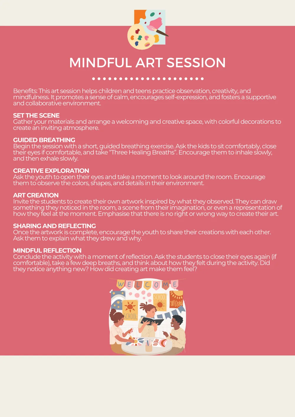 The first page of Mindful Art Session
