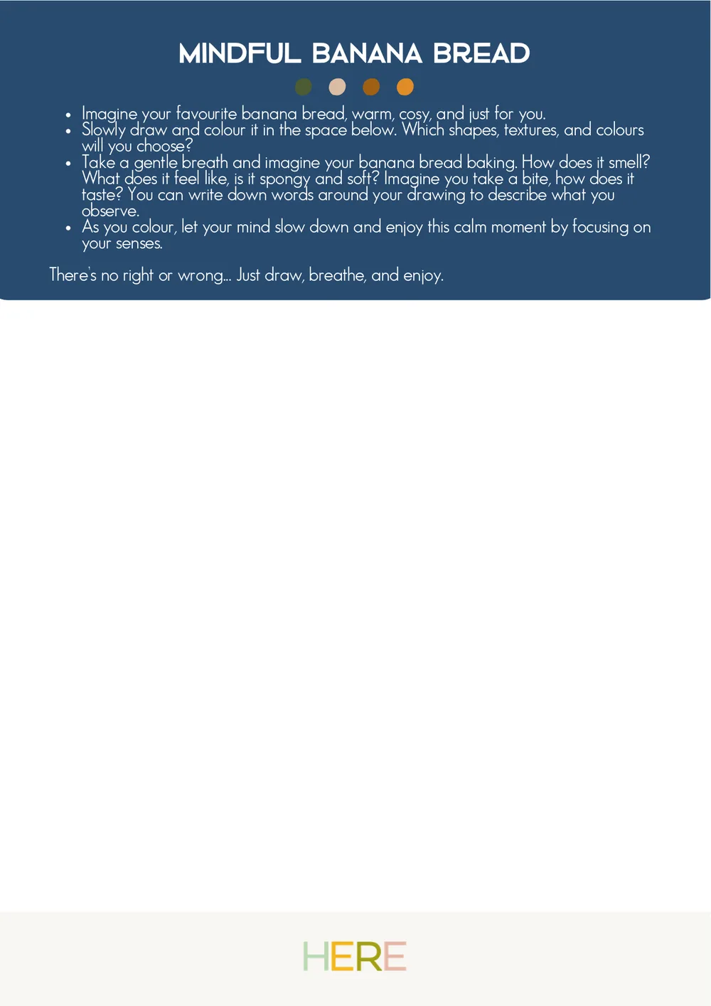 The first page of Mindful Banana Bread Activity