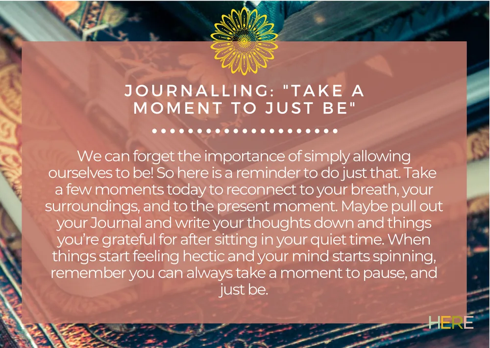 The first page of Take A Moment To Just Be