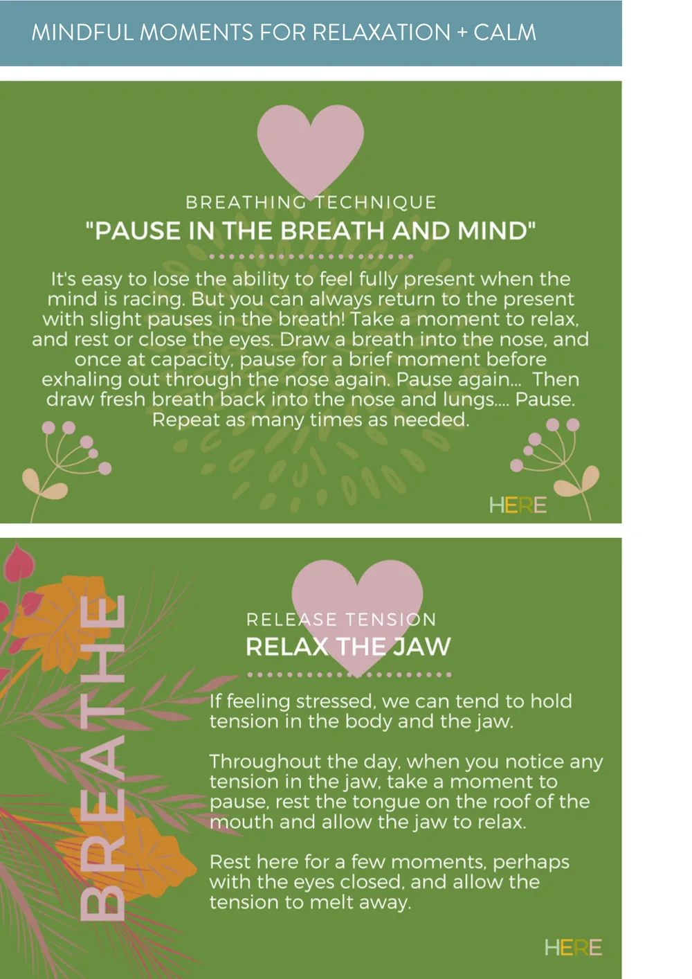 The first page of Mindful Moments For Relaxation and Calm