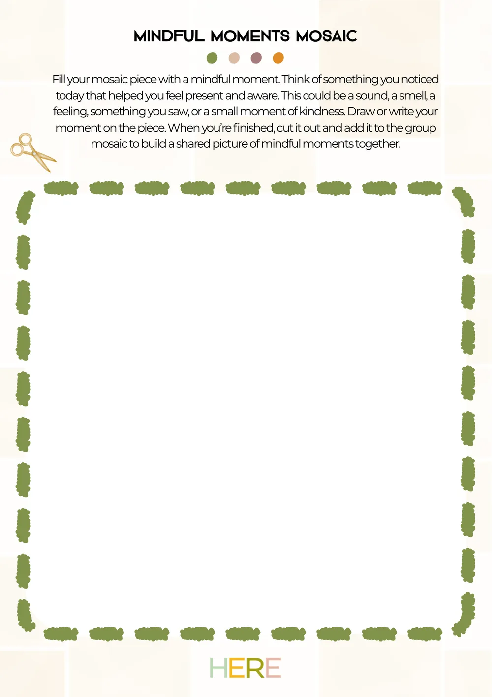 The first page of Mindful Moments Mosaic