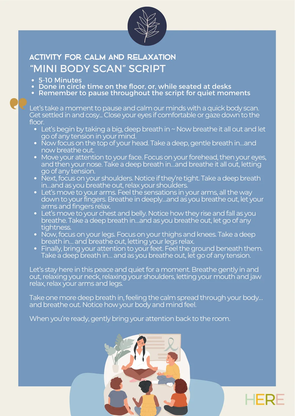 The first page of Mini Body Scan Script