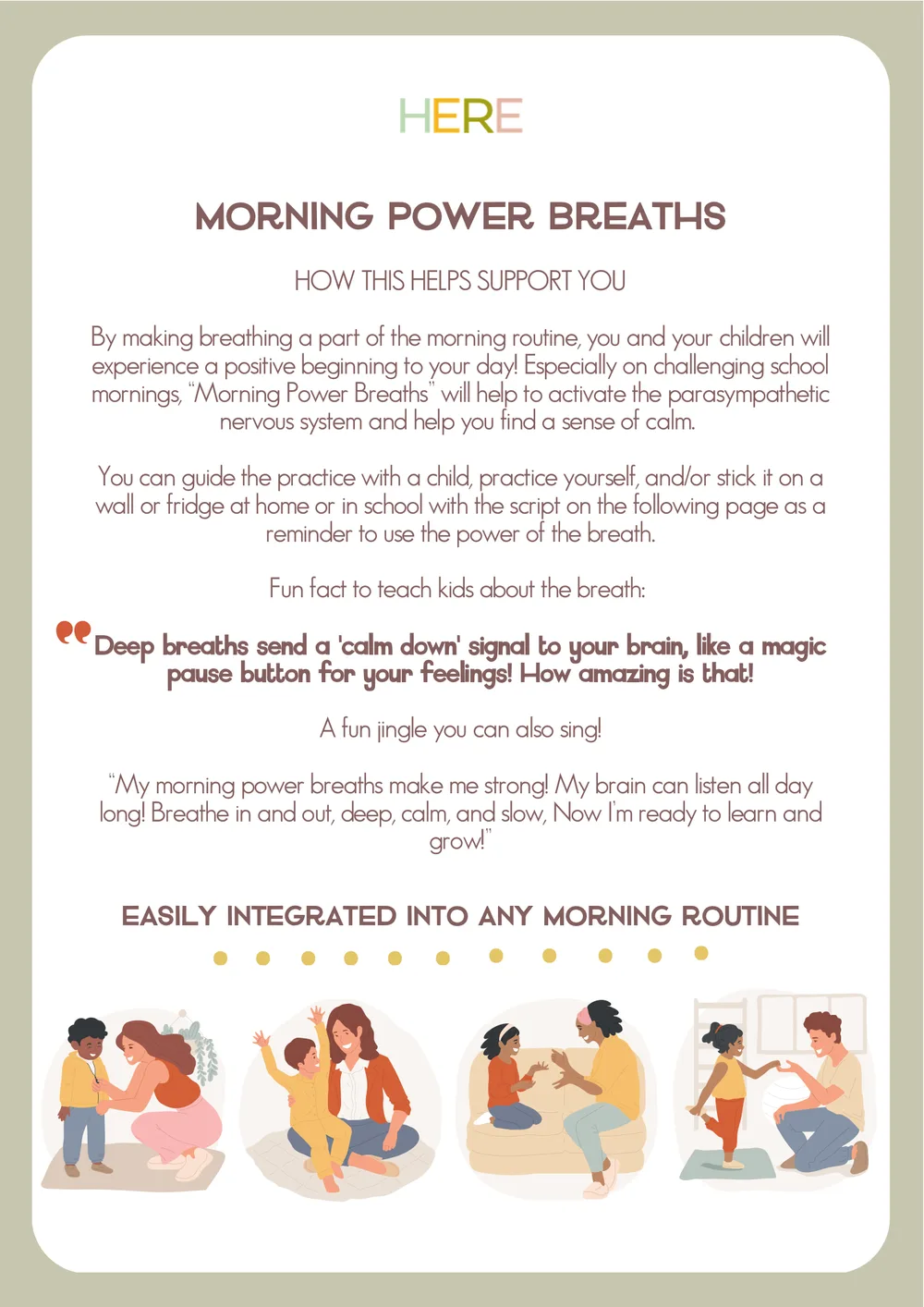 The first page of Morning Power Breaths
