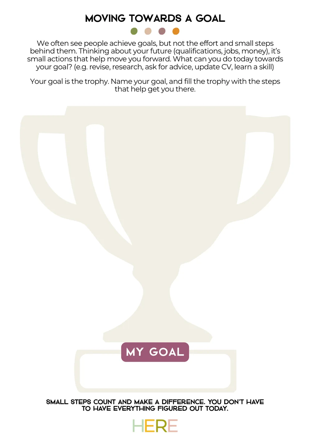 The first page of Moving Towards A Goal