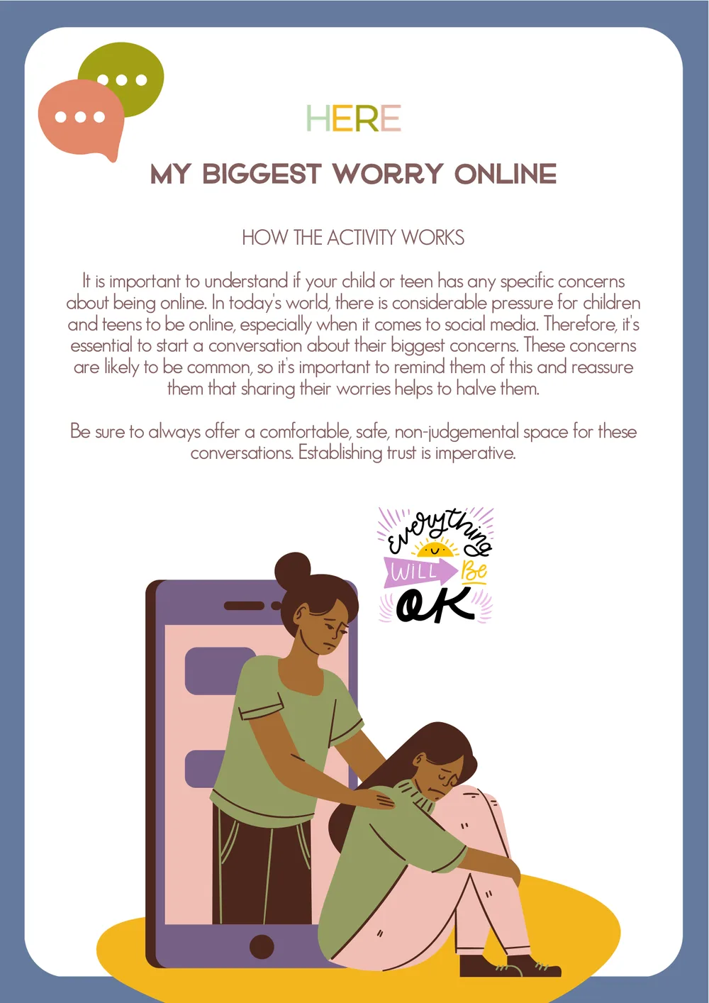 The first page of My Biggest Worry Online
