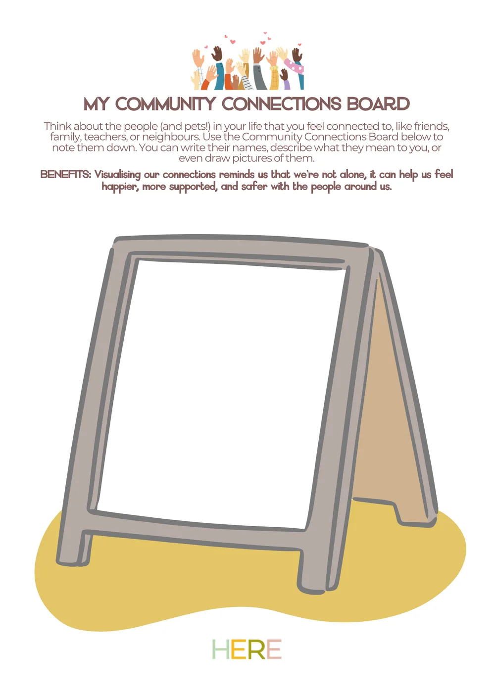 The first page of My Community Connections Board
