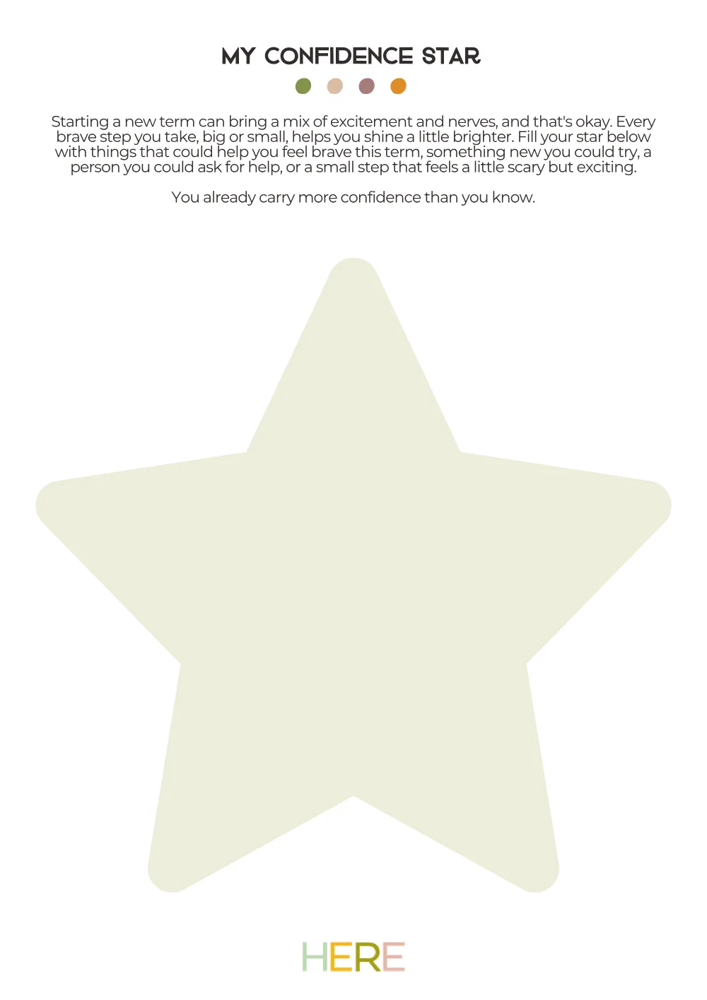 The first page of My Confidence Star