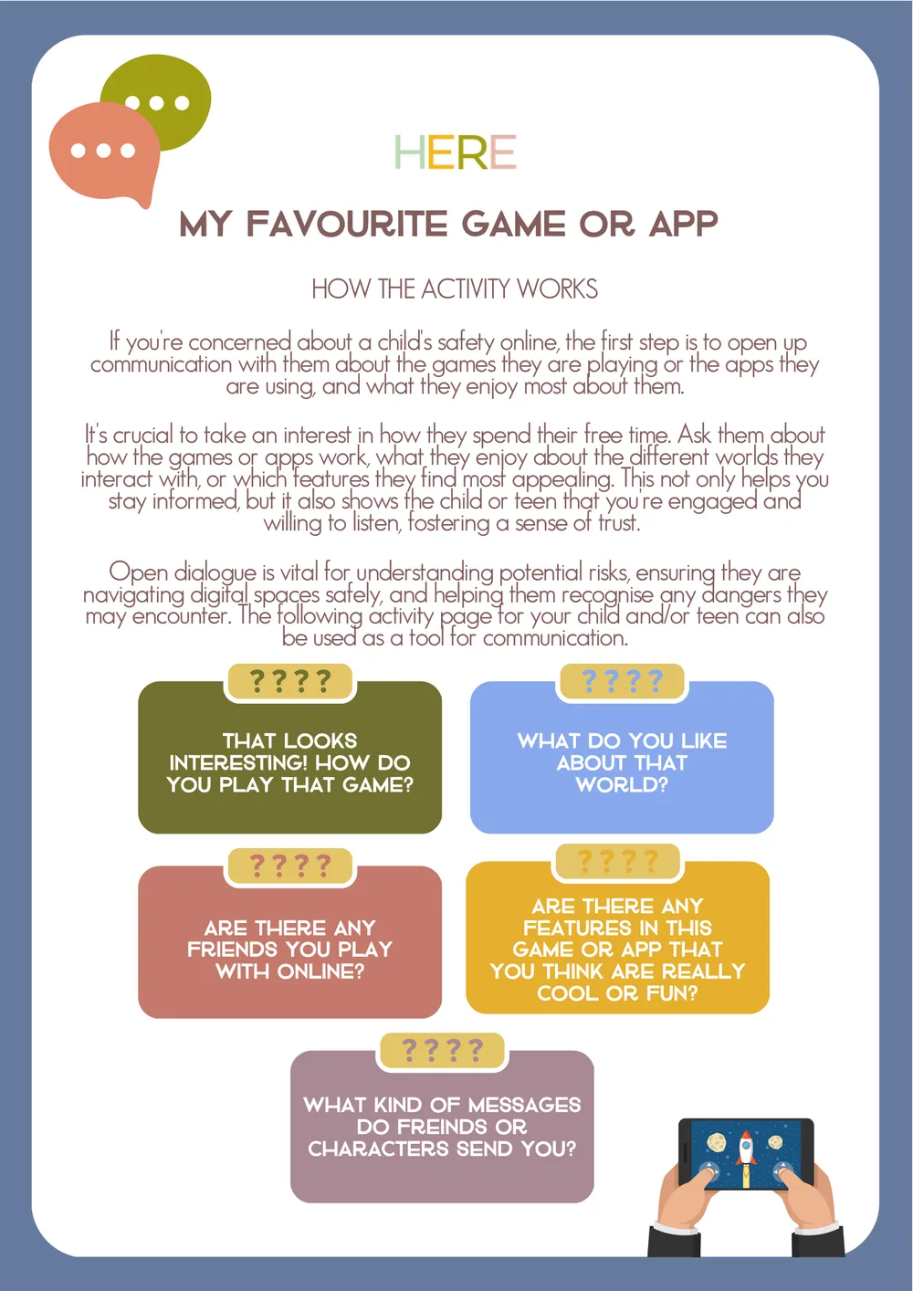 The first page of My Favourite Game Or App