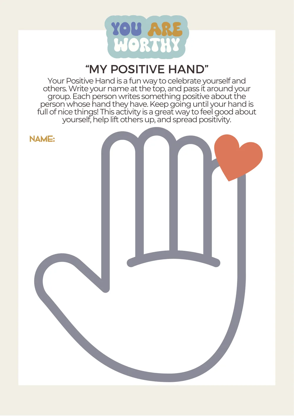The first page of My Positive Hand